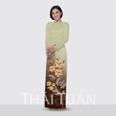 DKIA001237DE00 Vải Áo Dài Kim Tuyến Premium Họa Tiết Hoa Lá Kháng Khuẩn Khổ 1m50 x Dài 2m3