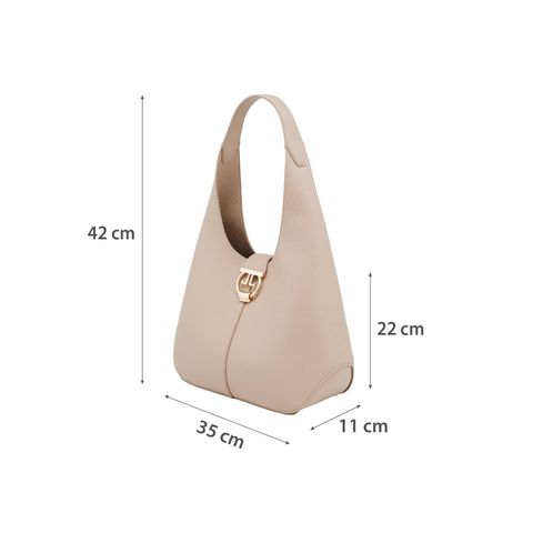 HO2312JB188 Túi Xách Hobo Khóa Gài Cách Điệu Màu Kem