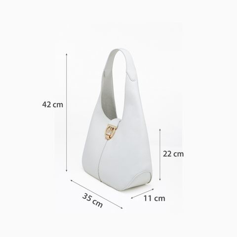 HO2312JB188 Túi Xách Hobo Khóa Gài Cách Điệu Màu Trắng