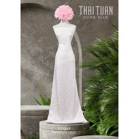 DYVN01920A Vải Tơ Tằm Hai Tone Cao Cấp Màu Trắng Khổ 1m15 x Dài 2m4