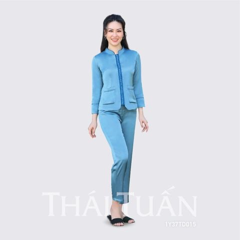 1Y37T015 Đồ Bộ Dài Nữ Trơn Có Túi