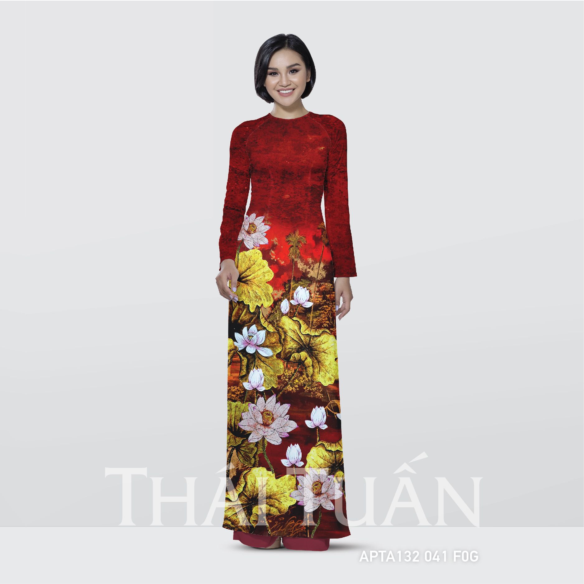 Vải Áo Dài Satin Premium Họa Tiết Hoa Sen Kháng Khuẩn Khổ 1m50 x Dài 2m3 ASBA720041DFCL