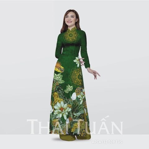 Vải Áo Dài Satin Premium Họa Tiết Hoa Sen Kháng Khuẩn ASBA720509DFCX
