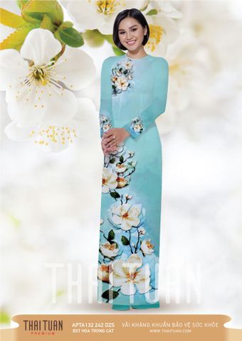 APTA132242DZS Vải Áo Dài Satin Premium Họa Tiết Hoa Lá Kháng Khuẩn Khổ 1m50 x Dài 2m3