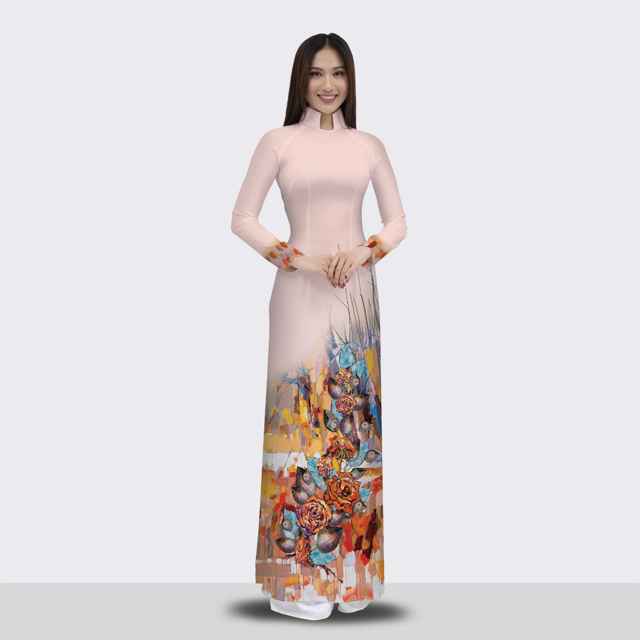 ASBR533207GRF Vải Áo Dài In Kháng Khuẩn Hồng Khổ 1m50 x 2m1