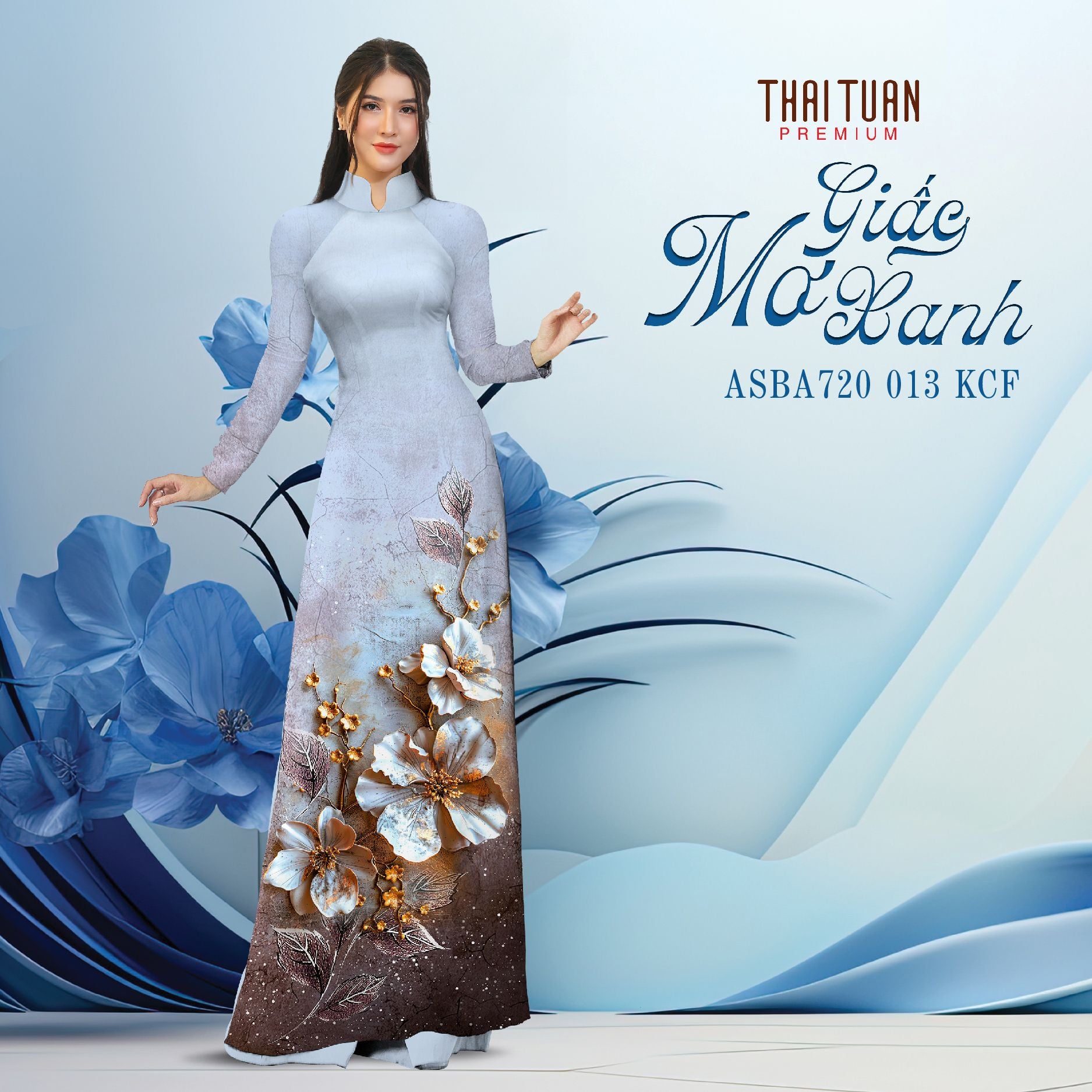 Vải Áo Dài Kim Tuyến Cao Cấp Khổ 1m50 x Dài 2m3 ASBA720013KCF