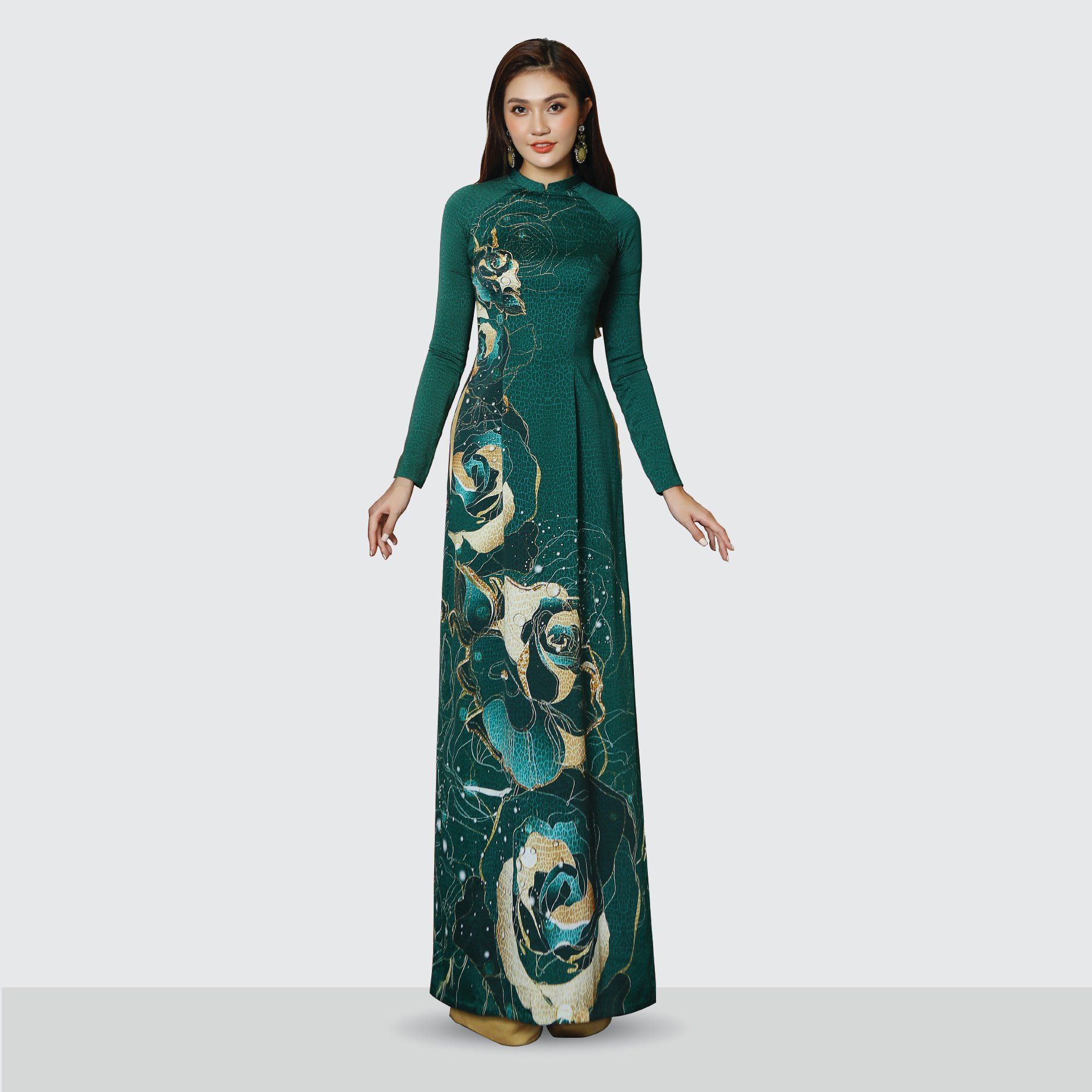 ASBA720024FNB Vải Áo Dài Satin Hương Thơm Kháng Khuẩn Màu Xanh Lá Khổ 1m50 x Dài 2m3