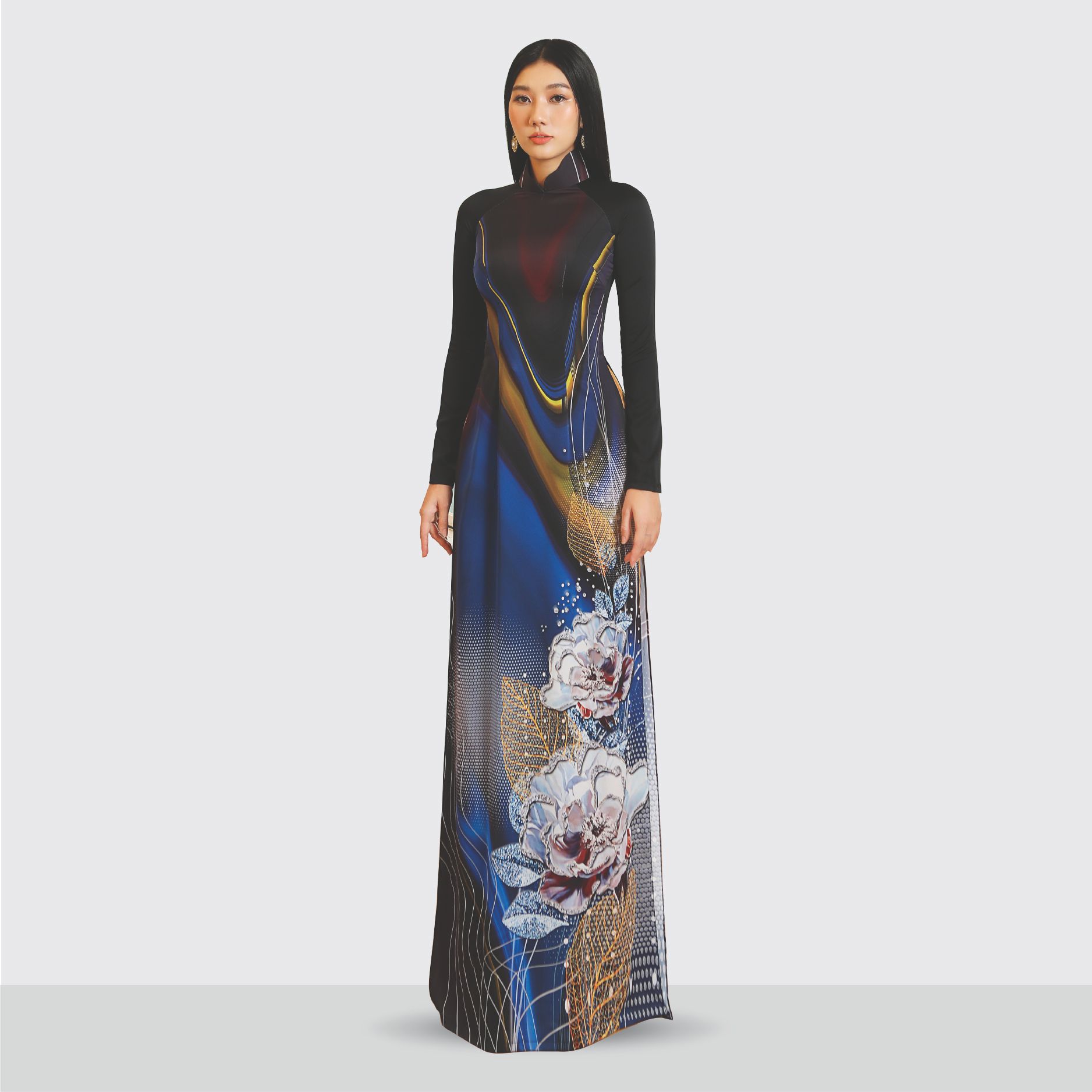 ASBA720040FNC Vải Áo Dài Premium Họa Tiết Hoa Lá Kháng Khuẩn Khổ 1m50 x Dài 2m3