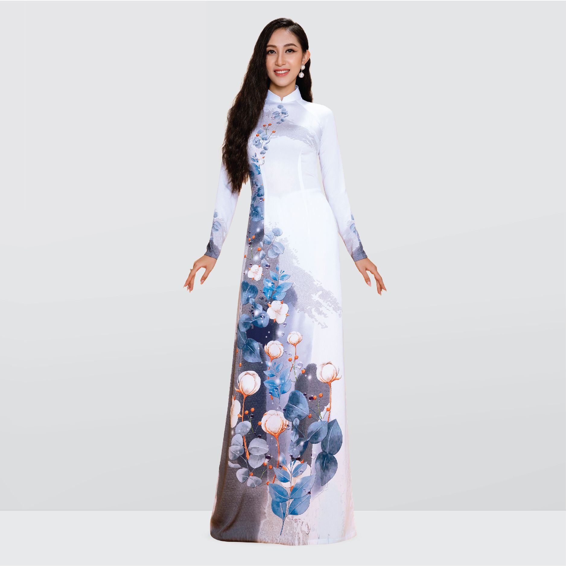 ASBA720205EKP Vải Áo Dài Premium Họa Tiết Hoa Lá Kháng Khuẩn Khổ 1m50 x Dài 2m3