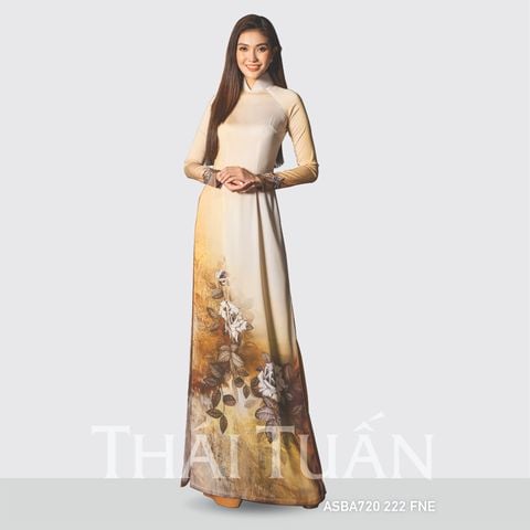 ASBA720222FNE Vải Áo Dài Premium Họa Tiết Hoa Lá Kháng Khuẩn Khổ 1m50 x Dài 2m3