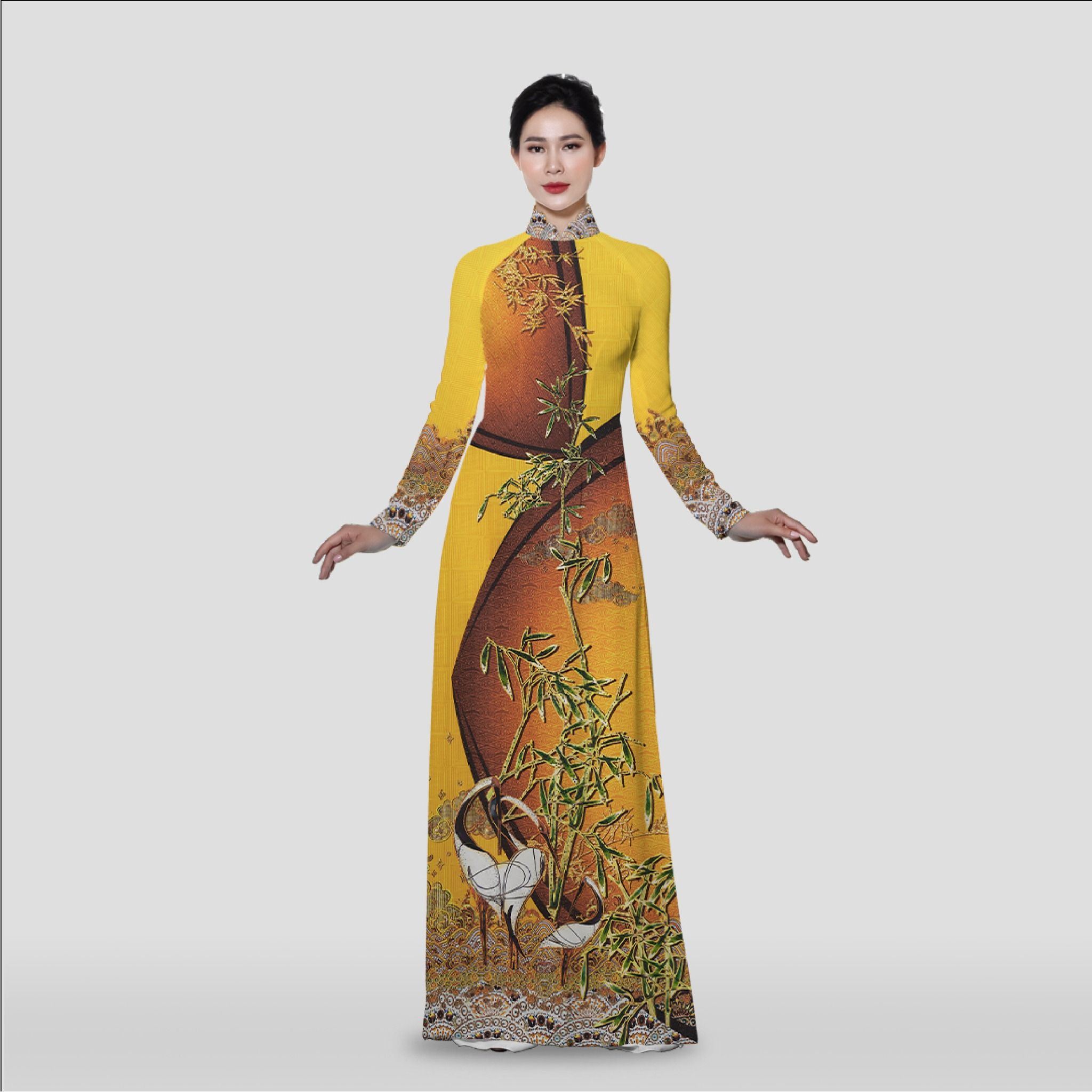 ASB6720L99FTE Vải Áo Dài Đính Đá Cao Cấp Khổ 1m50 x Dài 2m3