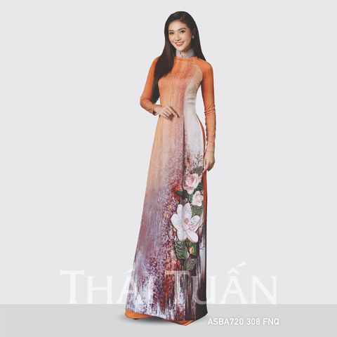 ASBA720308FNQ Vải Áo Dài Satin Kháng Khuẩn Họa Tiết Cam Đồng Khổ 1m50 x Dài 2m3