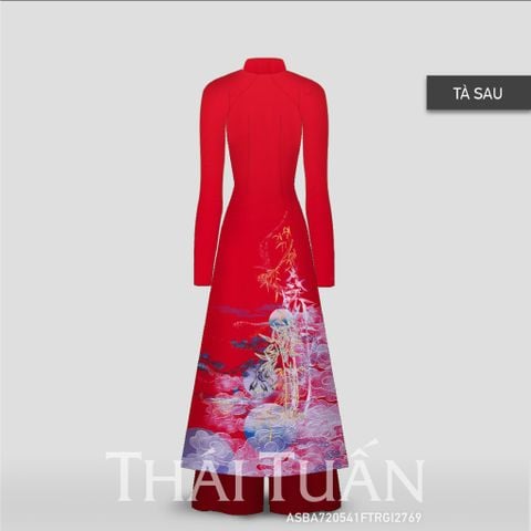 ASB6720M13FTR Vải Áo Dài Đính Đá Cao Cấp Màu Đỏ Khổ 1m50 x Dài 2m3