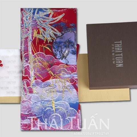 ASB6720M13FTR Vải Áo Dài Đính Đá Cao Cấp Màu Đỏ Khổ 1m50 x Dài 2m3