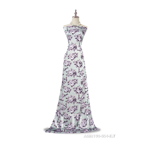 ASBR198004ELY Vải In Hoa Văn Hoa Lá Màu Xám Ánh Xanh Nhạt Khổ 1m5 x 2m