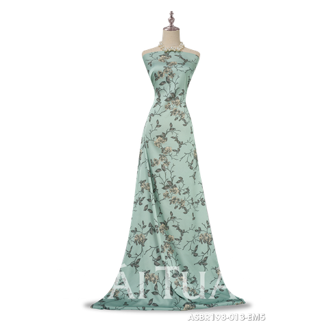 ASBR198013EM5 Vải In Hoa Văn Màu Xanh Khổ 1m5 x 2m