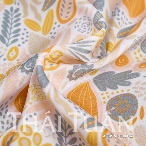 Vải In Hoa Văn Màu Cam Nhạt 1m5 x 2m ASBR198308F3Z