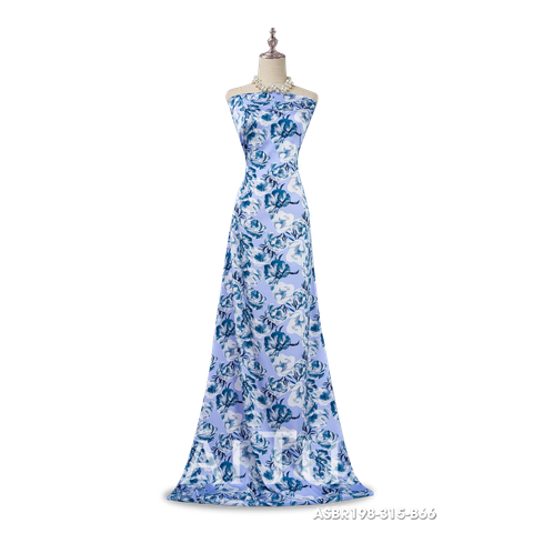 ASBR198315B66 Vải In Hoa Văn Hoa Lá Màu Xanh Khổ 1m5 x 2m
