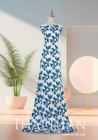 Vải In Hoa Văn Hoa Lá Màu Xanh Khổ 1m5 x 2m ASBR198503EM5