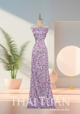 ASBR198702EM5 Vải In Hoa Văn Hoa Lá Màu Hồng Sọc 1m5 x 2m