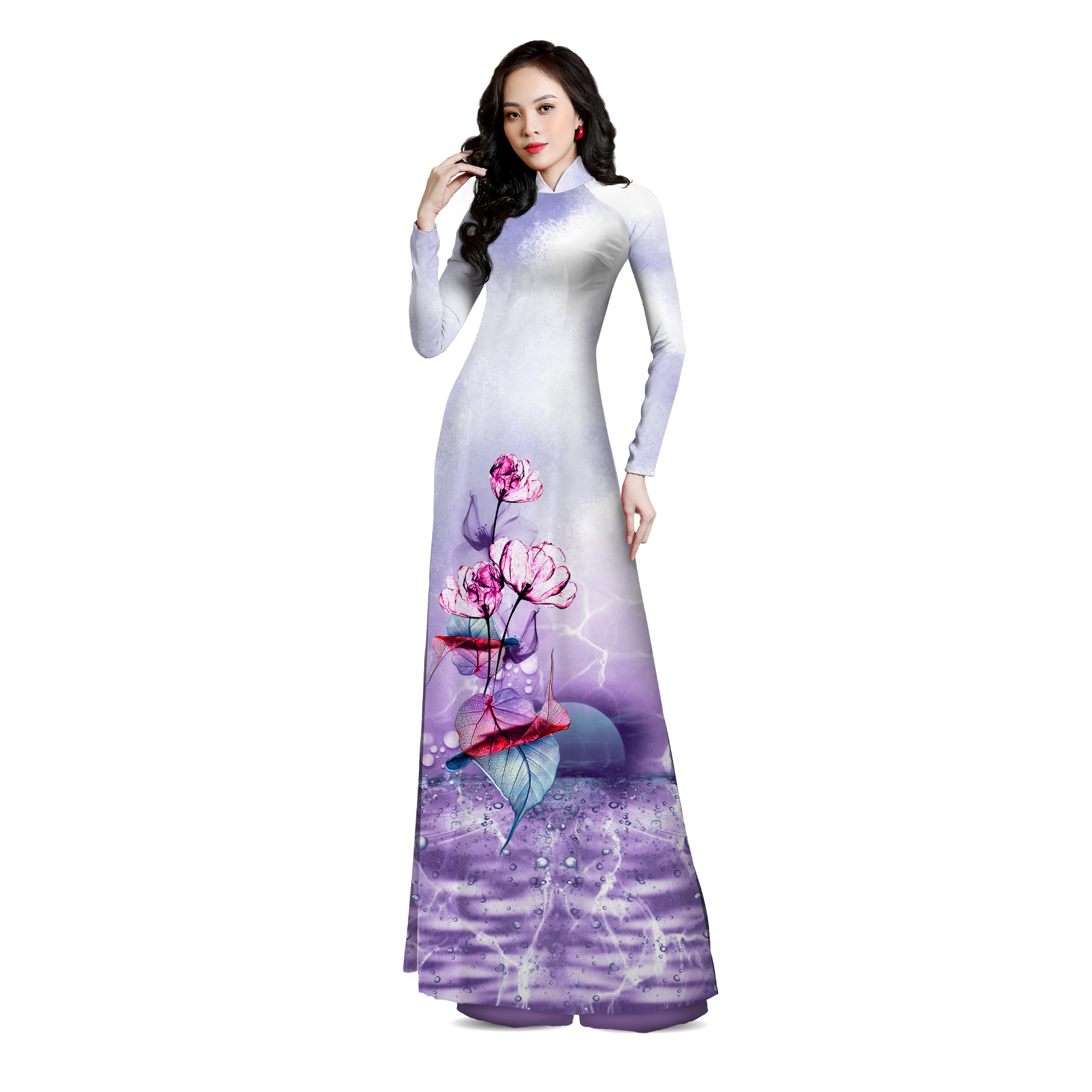 ASBR533030IXA Vải Áo Dài Sắc Phương Nam Kháng Khuẩn Tím Nhạt Khổ 1m50 x 2m1