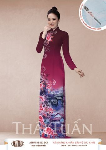 ASBR533032DC4 Vải Áo Dài In Họa Tiết Kháng Khuẩn Khổ 1m50 x 2m1