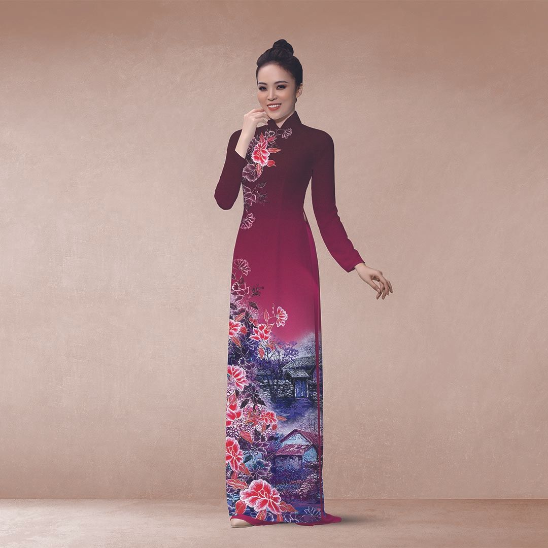 ASBR533032DC4 Vải Áo Dài In Họa Tiết Kháng Khuẩn Khổ 1m50 x 2m1