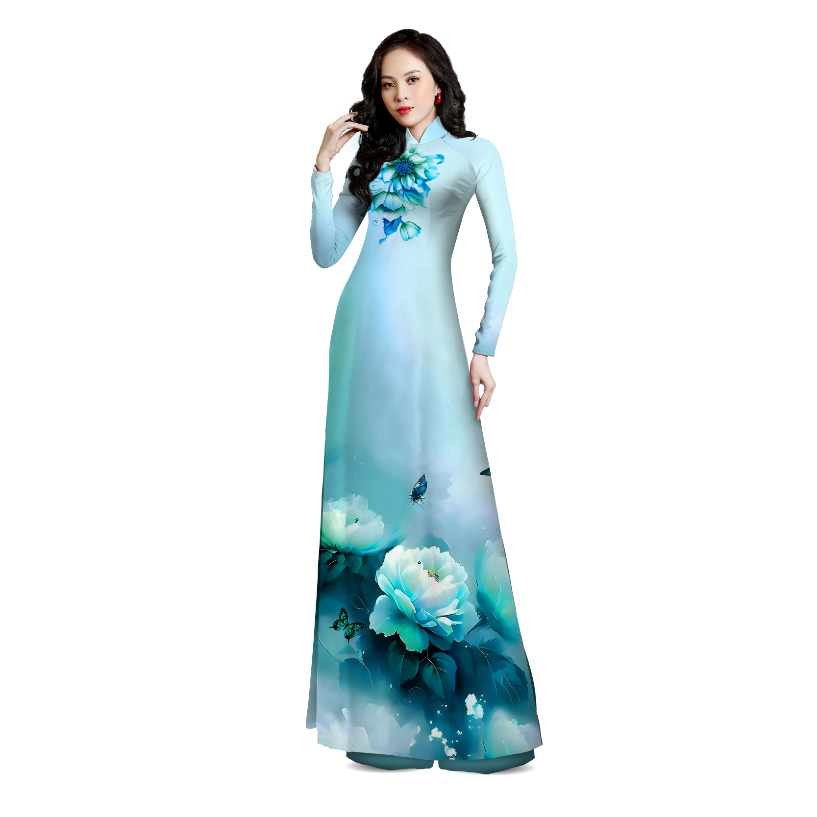 ASBR533042IXD Vải Áo Dài Sắc Phương Nam Kháng Khuẩn Màu Xanh Khổ 1m50 x 2m1