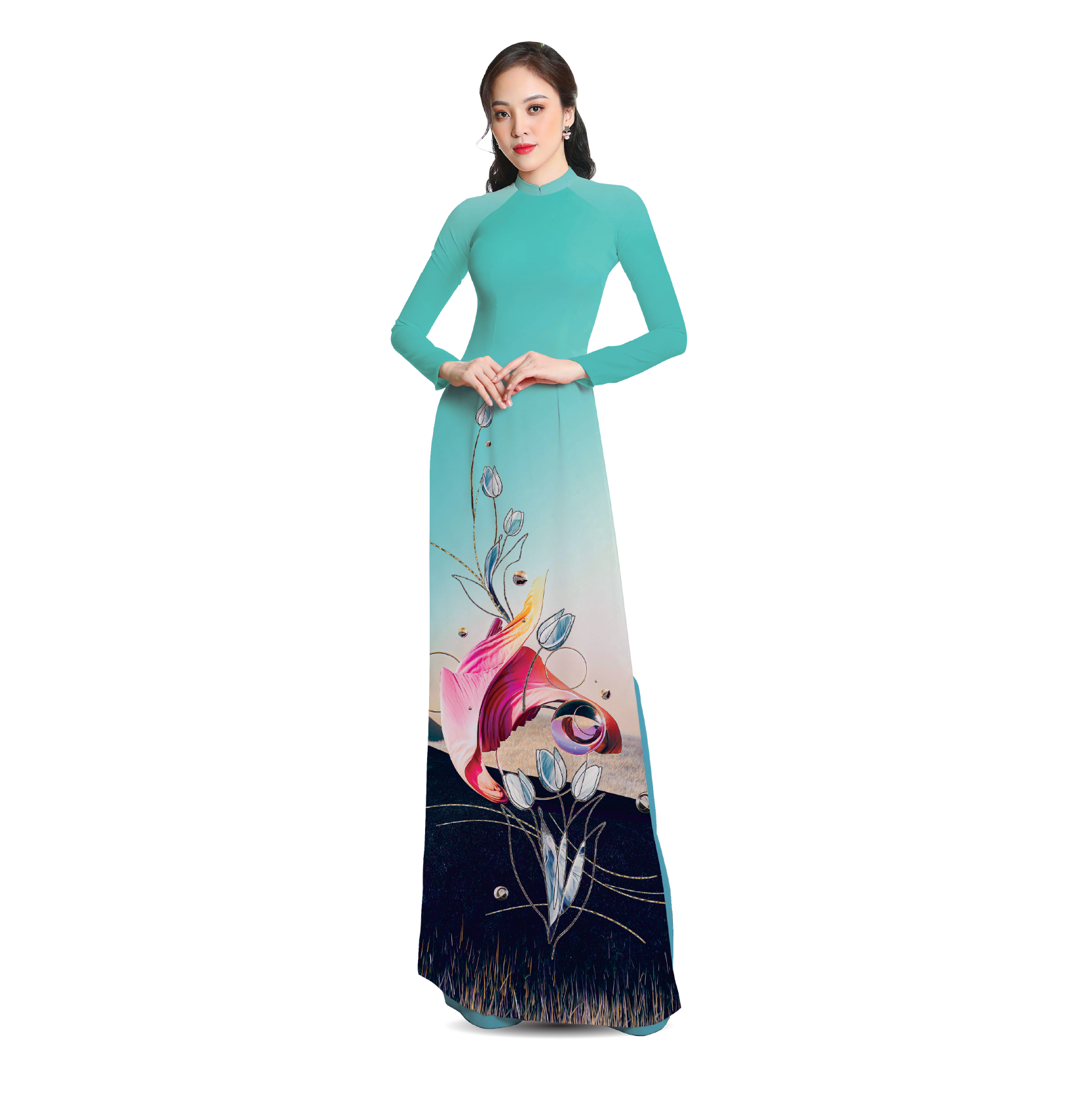 ASBR533042K4A Vải Áo Dài Sắc Phương Nam Kháng Khuẩn Màu Xanh Khổ 1m50 x 2m1