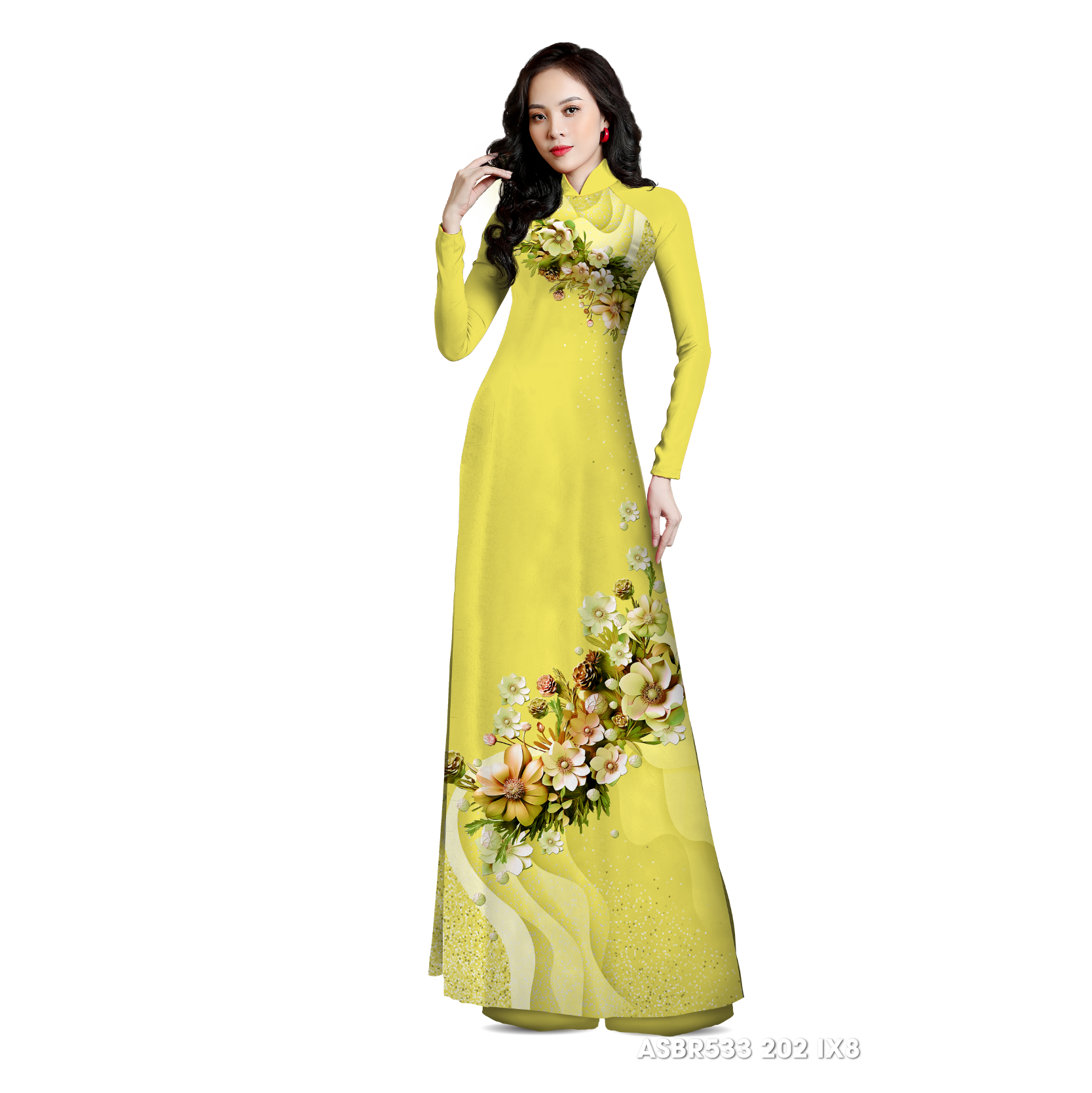 ASBR533202IX8 Vải Áo Dài Sắc Phương Nam Kháng Khuẩn Màu Vàng Khổ 1m50 x 2m1
