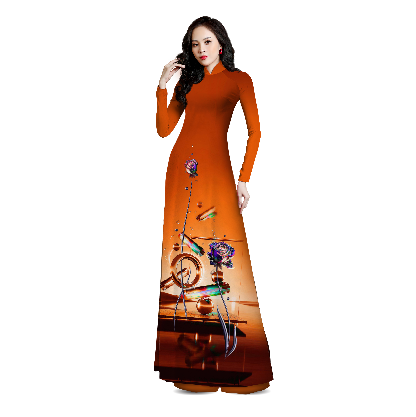 ASBR533308IXC Vải Áo Dài Sắc Phương Nam Kháng Khuẩn Màu Cam Khổ 1m50 x 2m1