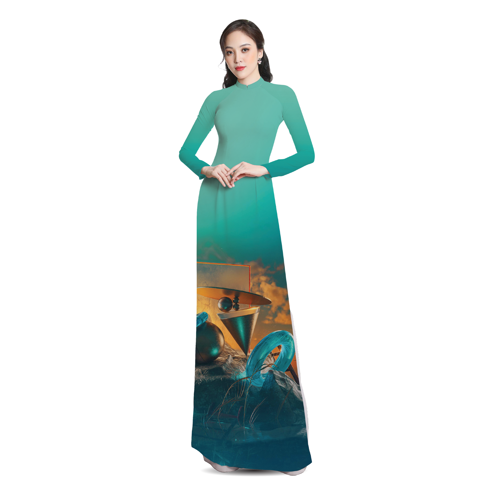 Vải Áo Dài Sắc Phương Nam Kháng Khuẩn Màu Xanh Khổ 1m50 x 2m1 ASBR533342K4D