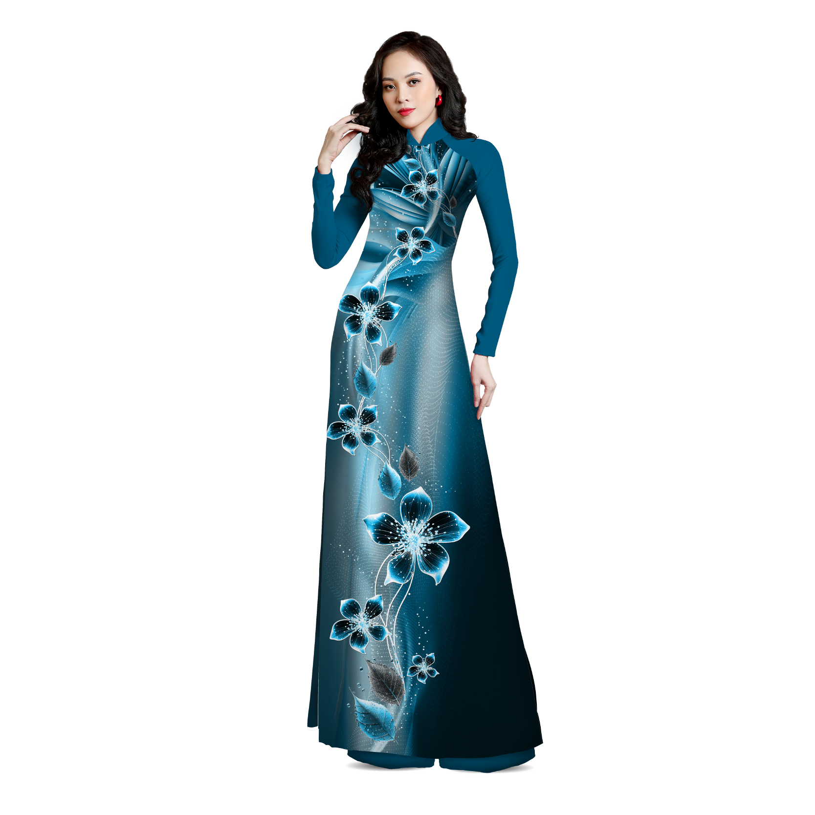 ASBR533657IX7 Vải Áo Dài Sắc Phương Nam Kháng Khuẩn Màu Xanh Khổ 1m50 x 2m1
