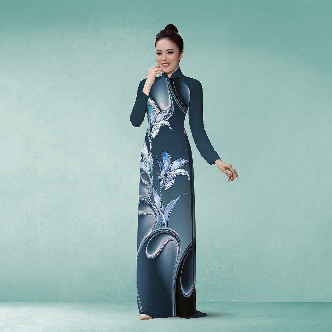 Vải Áo Dài In Họa Tiết Kháng Khuẩn Khổ 1m50 Dài 2m1 ASBR533757DAE