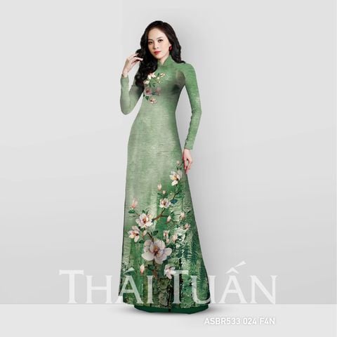 Vải Áo Dài In Họa Tiết Kháng Khuẩn Màu Xanh Lá Khổ 1m50 x Dài 2m1 ASBR533024F4N