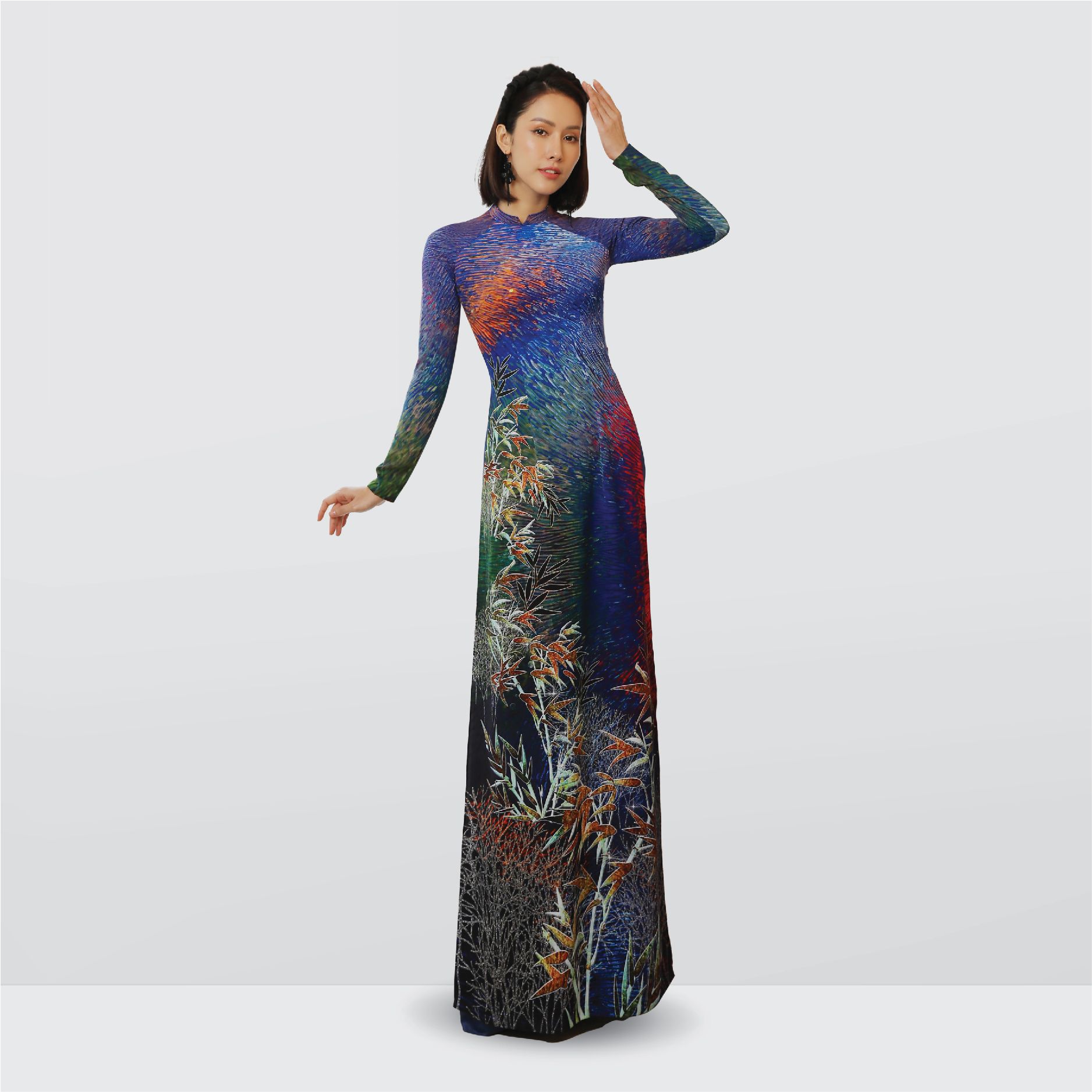 Vải Áo Dài In Họa Tiết Kháng Khuẩn Khổ 1m50 Dài 2m1 ASBR533083F4I