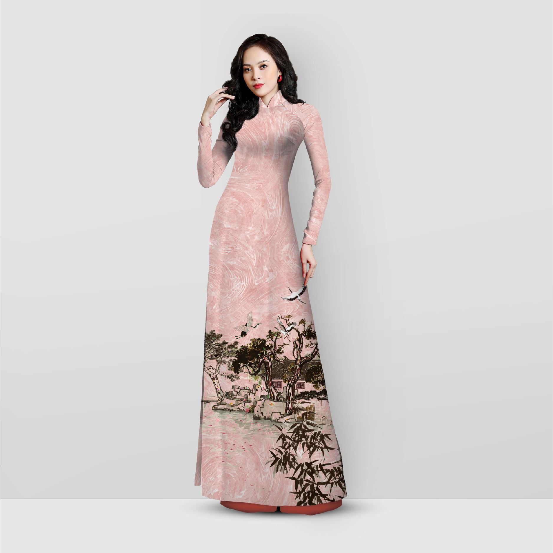 ASBR533335F4X Vải Áo Dài In Họa Tiết Kháng Khuẩn Khổ 1m50 Dài 2m1