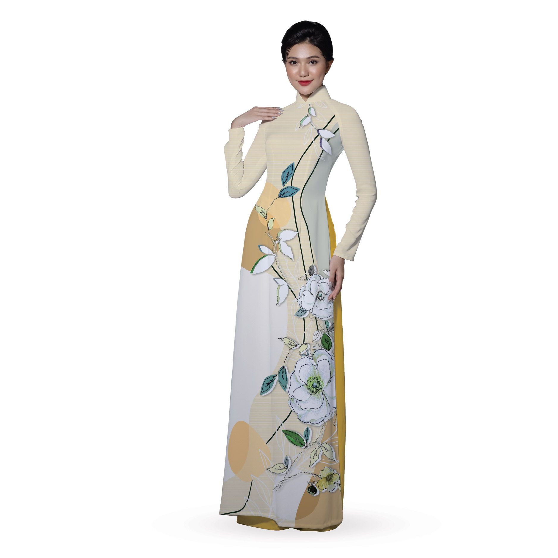 ASBR533027DQQ Vải Áo Dài In Họa Tiết Kháng Khuẩn Khổ 1m50 x 2m1