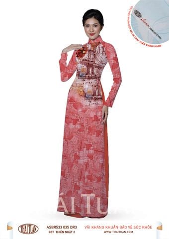 ASBR533035DR3 Vải Áo Dài In Họa Tiết Kháng Khuẩn Khổ 1m50 x 2m1