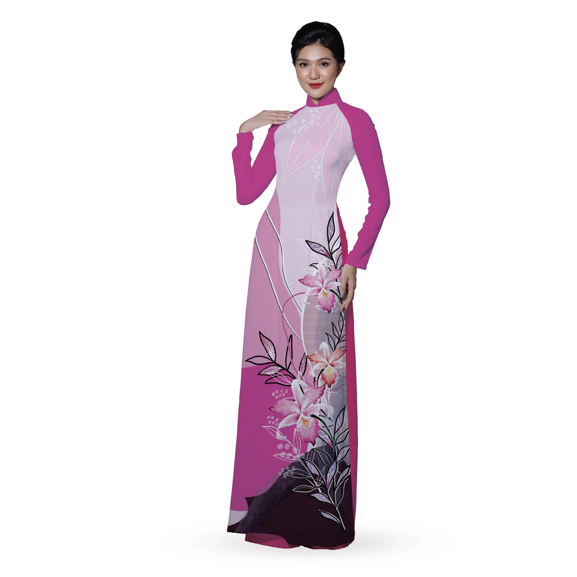 ASBR533062DQR Vải Áo Dài In Họa Tiết Kháng Khuẩn Co Giãn Khổ 1m50 x 2m1