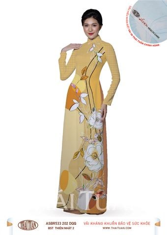 ASBR533202DQQ Vải Áo Dài In Họa Tiết Kháng Khuẩn Khổ 1m50 x 2m1