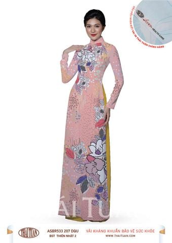 ASBR533207DQU Vải Áo Dài In Họa Tiết Kháng Khuẩn Co Giãn Khổ 1m50 x 2m1