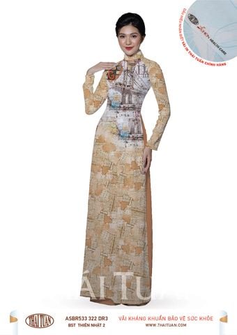 ASBR533322DR3 Vải Áo Dài In Họa Tiết Kháng Khuẩn Khổ 1m50 x 2m1