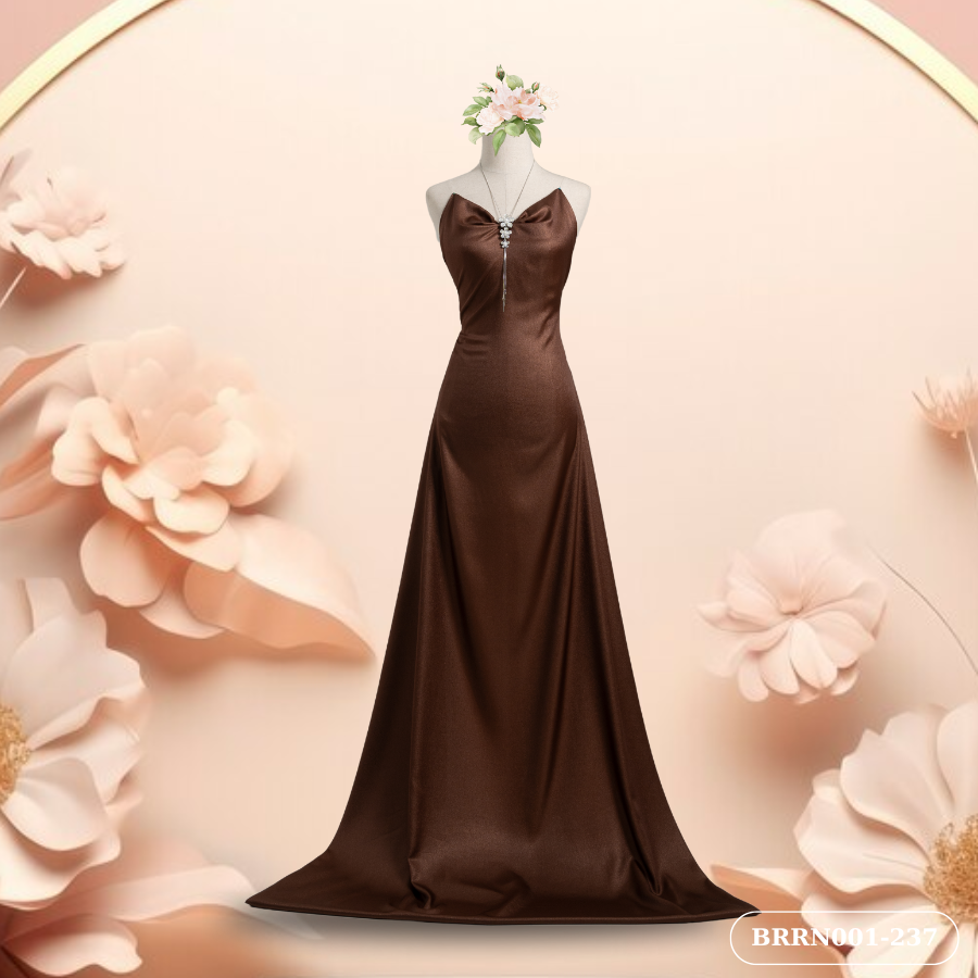 BRRN001-237 Vải Trơn Ánh Diamond Màu Nâu Đồng Khổ 1m15