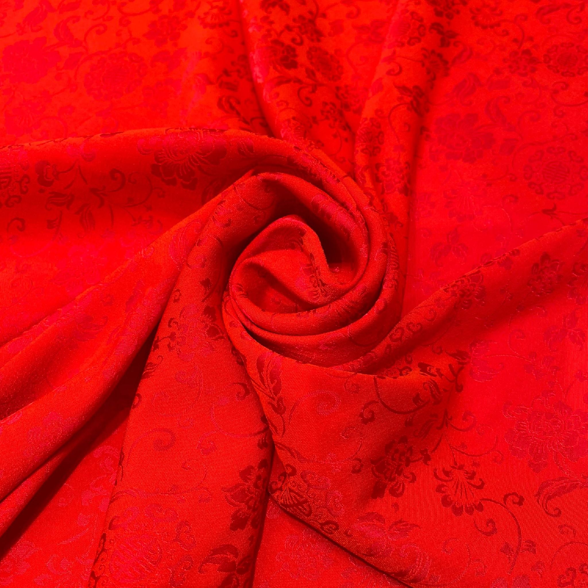 Vải Gấm Tằm Phương Nam Màu Đỏ Cam Khổ 1m15 Dài 2m5 DRIN015543