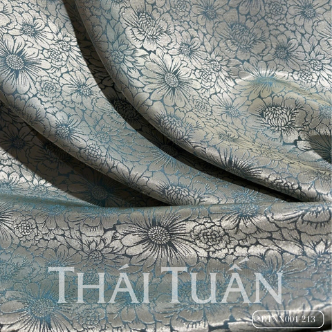 DTNN001-213 Vải Gấm Sóng Hoa Co Giãn Màu Xám Khổ Vải 1m15 x 2m5