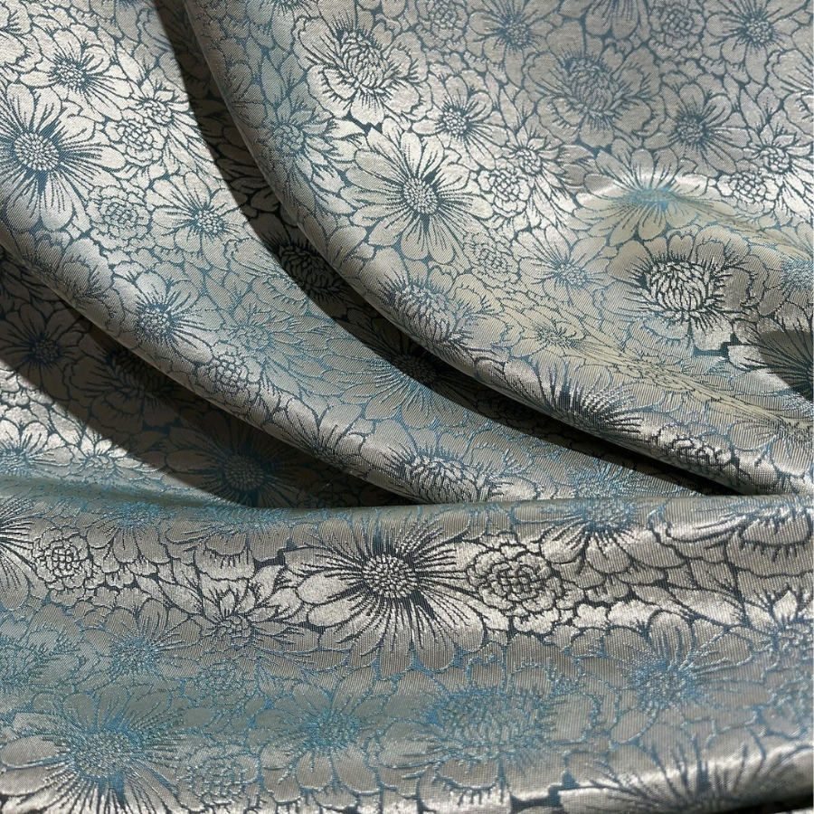 DTNN001-213 Vải Gấm Sóng Hoa Co Giãn Màu Xám Khổ Vải 1m15 x 2m5