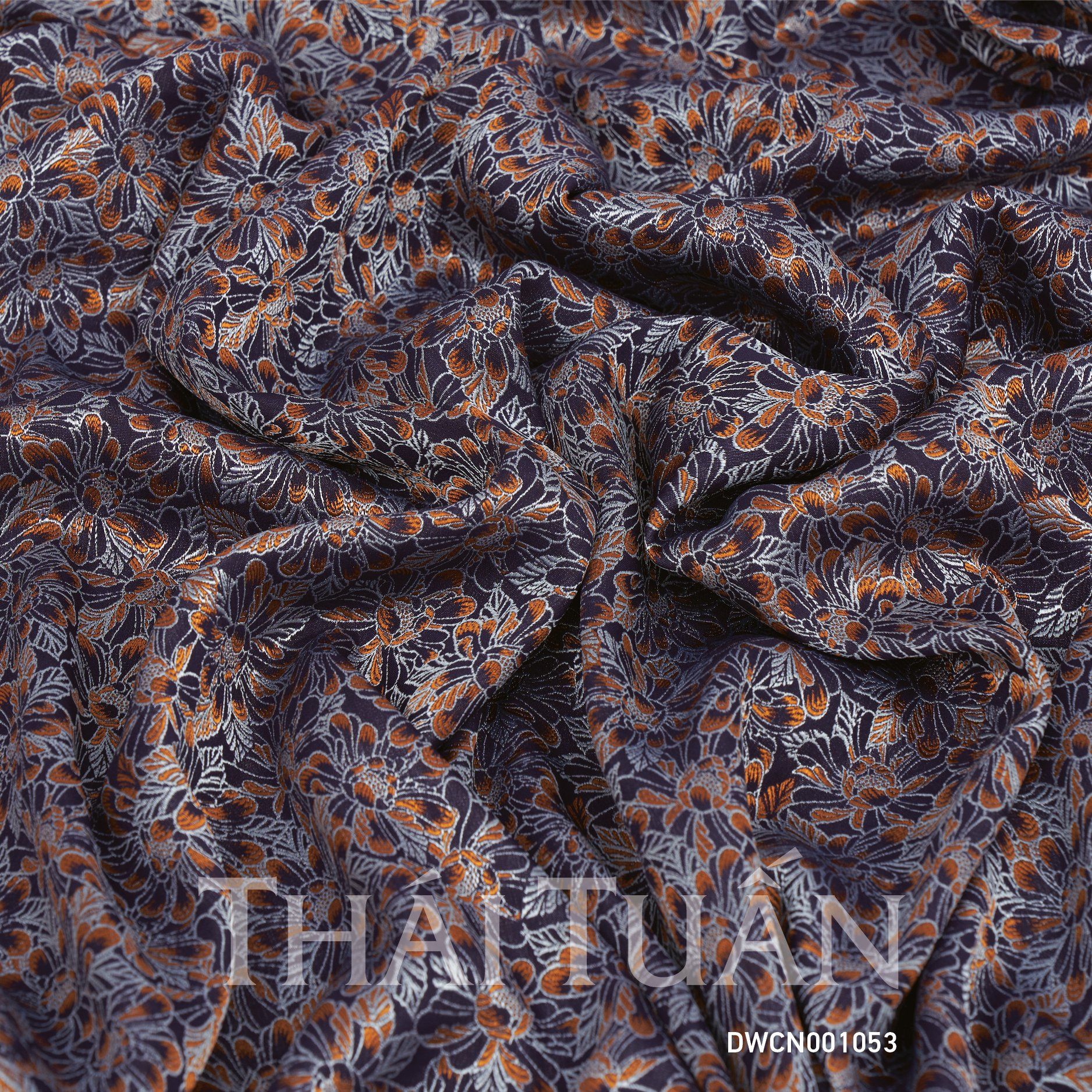 DWCN001053 Vải Áo Dài Dệt Họa Tiết Hoa Lá Kháng Khuẩn Khổ 1m15