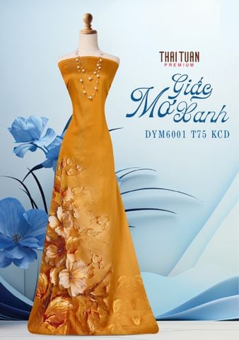 DYM6001T75KCD Vải Áo Dài Kim Tuyến Đính Đá Khổ 1m50 x Dài 2m3