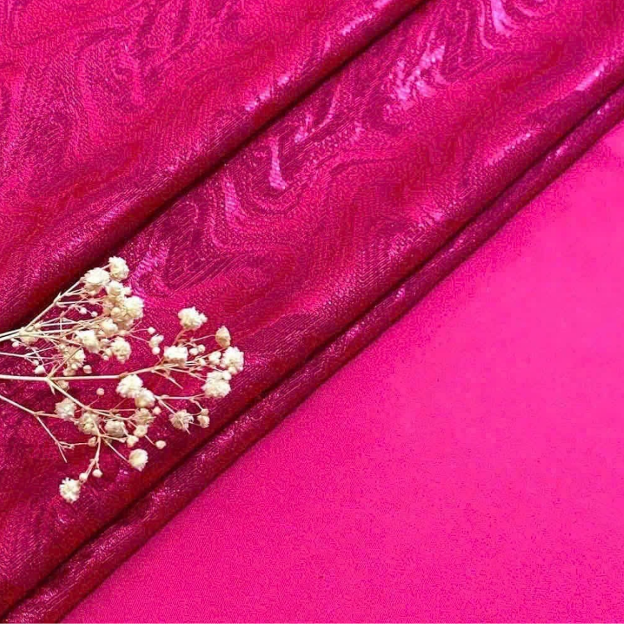 Vải Gấm Đan Thủy Co Giãn Màu Hồng Khổ 1m5 x 2m EAAL001062